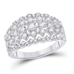 7/8 CTW Womens Round Diamond Anniversary Ring 14kt White Gold - REF-80R4X