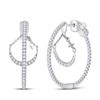 Image 1 : 1 CTW Womens Round Diamond Dangle Hoop Earrings 14kt White Gold - REF-177H3R