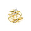 Image 1 : 1/8 CTW His Hers Round Diamond Cluster Matching Wedding Set 10kt Yellow Gold - REF-44V2Y