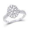 1 CTW Round Diamond Oval Bridal Wedding Engagement Ring 10kt White Gold - REF-81F2W