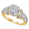 Image 1 : 1/3 CTW Womens Round Diamond Cluster Ring 10kt Yellow Gold - REF-25F9W