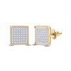 Image 1 : 1/3 CTW Womens Round Diamond Square Earrings 10kt Yellow Gold - REF-19Y2N