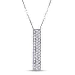 1/4 CTW Womens Round Diamond Vertical Bar Necklace 10kt White Gold - REF-24X5T