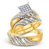 Image 1 : 3/8 CTW His Hers Round Diamond Square Matching Wedding Set 10kt Yellow Gold - REF-55Y3N