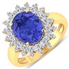 Image 1 : Natural 4.54 CTW Tanzanite & Diamond Ring 14K Yellow Gold - REF-157H5M