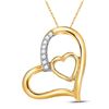 Image 1 : 1/20 CTW Womens Round Diamond Nested Heart Pendant 10kt Yellow Gold - REF-9V5Y