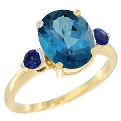 2.64 CTW London Blue Topaz & Blue Sapphire Ring 10K Yellow Gold - REF-25X3M