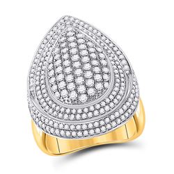2 & 1/5 CTW Womens Round Diamond Teardrop Cluster Ring 14kt Yellow Gold - REF-259T3V
