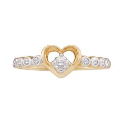 1/10 CTW Womens Round Diamond Slender Heart Ring 10kt Yellow Gold - REF-13Y6N