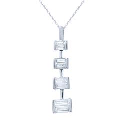 0.63 CTW Baguette Necklace 14K White Gold - REF-74F6N