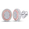 Image 1 : 1/6 CTW Womens Round Diamond Oval Cluster Earrings 10kt Two-tone Gold - REF-20X5T