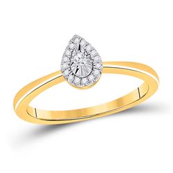 1/12 CTW Womens Round Diamond Teardrop Promise Ring 10kt Yellow Gold - REF-16M4F