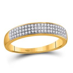 1/5 CTW Mens Round Diamond Pave Band Ring 10kt Yellow Gold - REF-23R3X