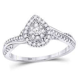 1/4 CTW Round Diamond Teardrop Cluster Bridal Wedding Engagement Ring 14kt White Gold - REF-46A4M