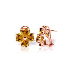 Genuine 6.5 ctw Citrine Earrings 14KT Rose Gold - REF-79V7W