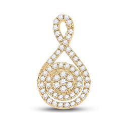 1/4 CTW Womens Round Diamond Cluster Pendant 14kt Yellow Gold - REF-34Y3N