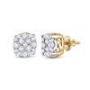 Image 1 : 1/5 CTW Mens Round Diamond Cluster Earrings 10kt Yellow Gold - REF-19M2F