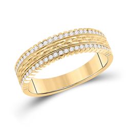 1/3 CTW Mens Round Diamond Wedding Brick Inlay Band Ring 14kt Yellow Gold - REF-81A7M