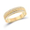 Image 1 : 1/3 CTW Mens Round Diamond Wedding Brick Inlay Band Ring 14kt Yellow Gold - REF-81A7M