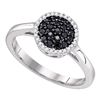 1/4 CTW Womens Black Color Enhanced Diamond Halo Cluster Ring 10k White Gold - REF-19F6W