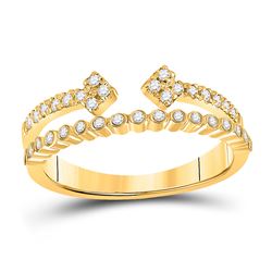 1/4 CTW Womens Round Diamond Bisected Modern Fashion Ring 10kt Yellow Gold - REF-29F9W