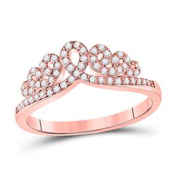 1/3 CTW Womens Round Diamond Fashion Crown Band Ring 10kt Rose Gold - REF-36N2A