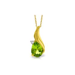 Genuine 2.03 ctw Peridot & Diamond Necklace 14KT Yellow Gold - REF-35A9K