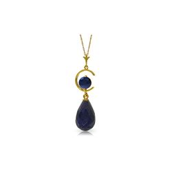 Genuine 9.3 ctw Sapphire Necklace 14KT Yellow Gold - REF-26A9K