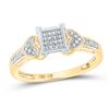Image 1 : 1/10 CTW Womens Round Diamond Heart Cluster Ring 10kt Yellow Gold - REF-21R2X