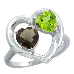 2.61 CTW Diamond, Quartz & Peridot Ring 10K White Gold - REF-23Y7V