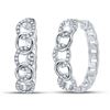Image 1 : 1/5 CTW Womens Round Diamond Cuban Curb Link Hoop Earrings 10kt White Gold - REF-39N5A