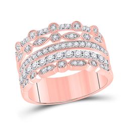 1/2 CTW Womens Round Diamond Stacked Band Ring 10kt Rose Gold - REF-57N3A