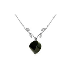 Genuine 15.52 ctw Black Spinel & Diamond Necklace 14KT White Gold - REF-36F9Z