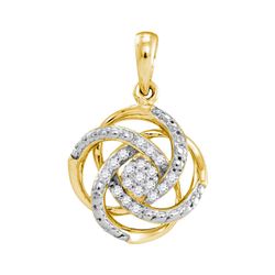 1/10 CTW Womens Round Diamond Cluster Pendant 10kt Yellow Gold - REF-13F5W