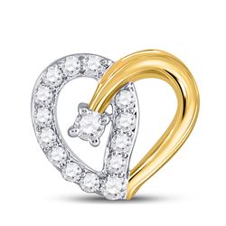 1/4 CTW Womens Round Diamond Outline Heart Pendant 10kt Two-tone Gold - REF-19W2H