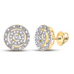 1/20 CTW Womens Round Diamond Circle Stud Earrings 10kt Yellow Gold - REF-15T2V