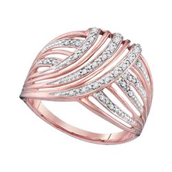 1/10 CTW Womens Round Diamond Open Stripe Fashion Ring 10kt Rose Gold - REF-17V6Y