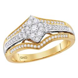 1/2 CTW Round Diamond Cluster Bridal Wedding Engagement Ring 10kt Two-tone Gold - REF-51M2F