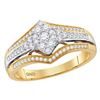 Image 1 : 1/2 CTW Round Diamond Cluster Bridal Wedding Engagement Ring 10kt Two-tone Gold - REF-51M2F