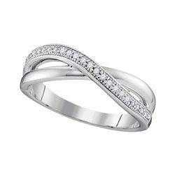 1/8 CTW Womens Round Diamond Crossover Band Ring 10kt White Gold - REF-22Y5N