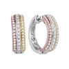 Image 1 : 1/4 CTW Womens Round Diamond Hoop Earrings 10kt Tri-Tone Gold - REF-30Y7N