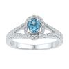 Image 1 : 5/8 CTW Womens Oval Lab-Created Blue Topaz Solitaire Ring 10kt White Gold - REF-23H2R