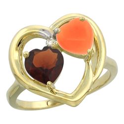 1.31 CTW Garnet & Diamond Ring 14K Yellow Gold - REF-33V5R