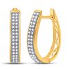 Image 1 : 1/5 CTW Womens Round Diamond Double Row Hoop Earrings 10kt Yellow Gold - REF-28H5R