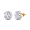 Image 1 : 1/2 CTW Womens Round Diamond Cluster Earrings 14kt Yellow Gold - REF-53H3R