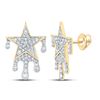 Image 1 : 3/4 CTW Mens Round Diamond Dripping Star Earrings 10kt Yellow Gold - REF-44Y4N