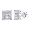 Image 1 : 1/2 CTW Mens Round Diamond Square Earrings 10kt White Gold - REF-42A2M