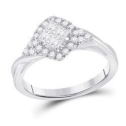 1/2 CTW Womens Princess Diamond Offset Square Fashion Ring 14kt White Gold - REF-54M5F