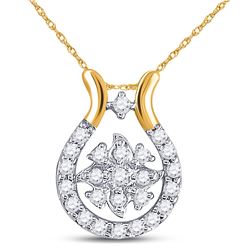 1/8 CTW Womens Round Diamond Cluster Pendant 10kt Yellow Gold - REF-13V5Y