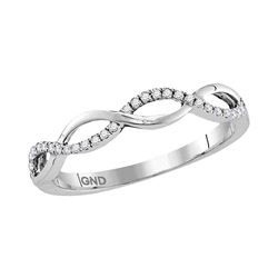 1/6 CTW Womens Round Diamond Twist Band Ring 10kt White Gold - REF-16R4X